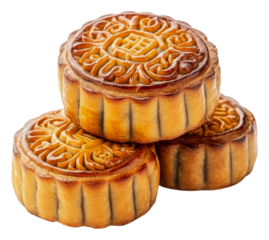 PNG Mooncakes stacked on a white backdrop