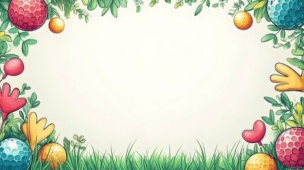 Vibrant Golf Festival Wallpaper with Festive Grass and Blank Center Space