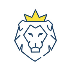 Majestic lion with crown illustration. A stylized illustration of a lion wearing a crown, representing leadership, strength, and courage. The graphic conveys a message of power and authority.