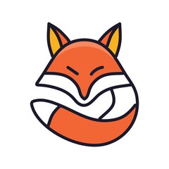 Cute fox illustration. This simple yet charming fox illustration features a relaxed fox with a curled tail. Its closed eyes and soft lines suggest tranquility and a hidden message of inner peace.