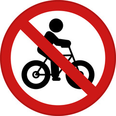 Red No Bicycles Sign. Vector Icon. Prohibitory Road Sign