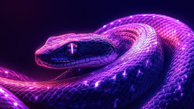 Generative Ai,neon light background snake