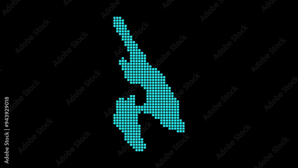 Poster ko phi phi digital map. map of the island in dotted style. border shape filled with rectangles. clas