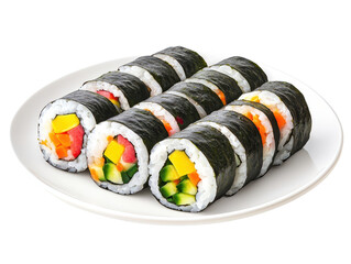 Delicious sushi rolls featuring vibrant vegetables wrapped in seaweed, perfect for food lovers and culinary enthusiasts.