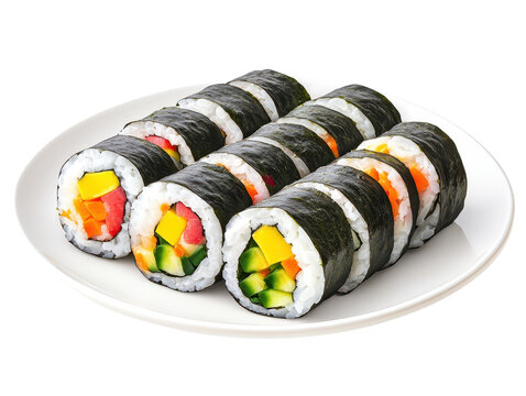 Delicious sushi rolls featuring vibrant vegetables wrapped in seaweed, perfect for food lovers and culinary enthusiasts.