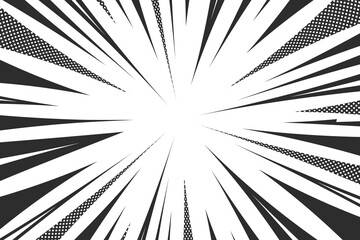 Pop art motion rays, high speed comic book lines background. Comic zoom lines backdrop