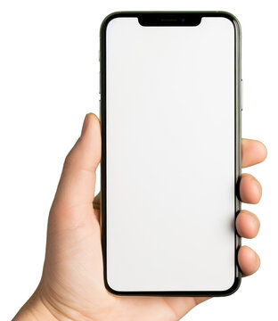 PNG Mobile phone mockup holding green hand.