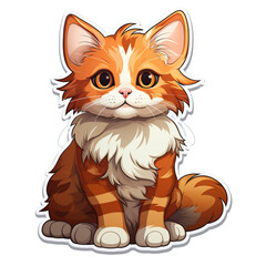 Cute orange and white kitten with big eyes and a fluffy tail, sitting on a white background.