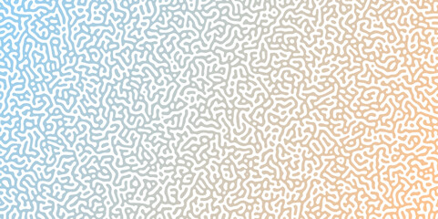 Fototapeta premium Abstract Reaction-diffusion Turing pattern natural texture in coral blue gradient colour scheme. Linear design with biological shapes. Organic lines in memphis. abstract turing organic wallpaper. 