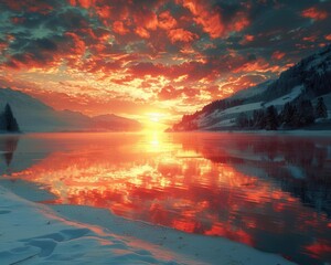 Fototapeta premium sunrise over lake