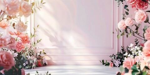 Wedding banner, flowers, light, copy space