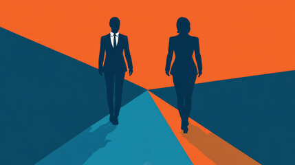Two men and women walking on a path
