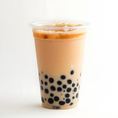 Bubble tea drink in plastic cup isolated