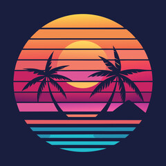 A short title rewrite could be Retro Sunset Vector Art