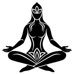 black yoga pose silhouette vector design on white background