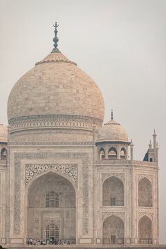 Taj Mahal under an overcast sky; Agra, Uttar Pradesh, India