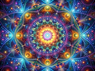 Quantum Flux Mandala: Intricate geometric patterns, pulsating colors, otherworldly effects.