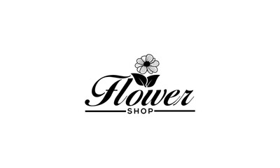 Flower shop logo template. Floral shop logo.Stylized black flowers on black background. Vector illustration in modern style..ai
