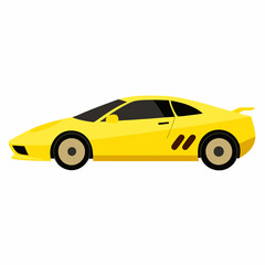 Sport Car No Background no shadow, yellow color WHIte background