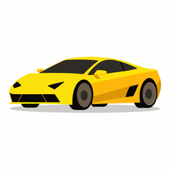 Sport Car No Background no shadow, yellow color WHIte background