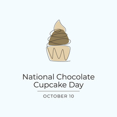 National Chocolate Cupcake Day vector design template good for celebration usage. National Chocolate Cupcake Day design. Continuous line drawing. eps 10.
