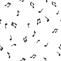 Music notes seamless pattern. Music note background, Seamless black and white pattern texture design.
