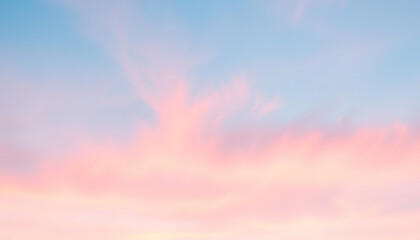 Abstract cirrus clouds. Light blue, pink color vector banner. Pastel gradient sky pattern. Blurred light fuzz colorful gradient background. Pastel smooth mesh shapes. Vector soft horizontal backdrop