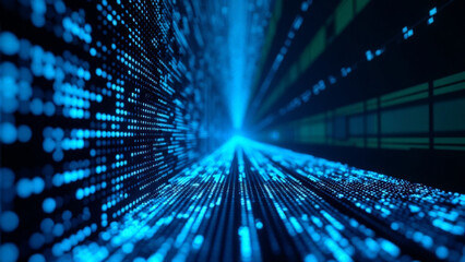 Digital Pipeline Vibrant Blue Matrix Binary Code