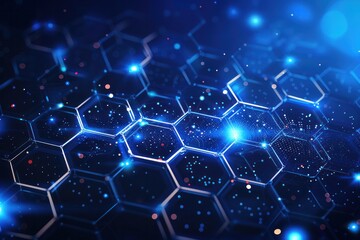 A blue background with a pattern of hexagons and dots