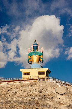 Buddhist statue at Diskit Monastery in the Nubra Valley; Leh, Ladakh, India