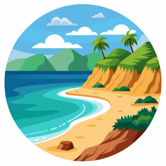 Fototapeta premium Coastal Landscape with Palm Trees and a Sandy Beach