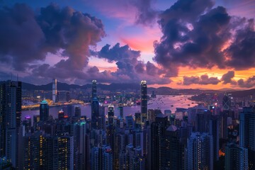Fototapeta premium Hong Kong Skyline at Sunset
