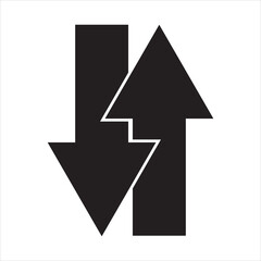 
Up and down arrows icon in black color. A small two-way black direction symbol.  Isolated on a white background. vector illustration.
