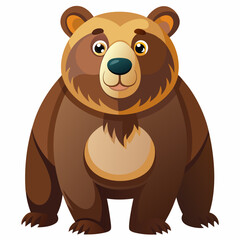 Friendly Brown Bear Cartoon Character Illustration