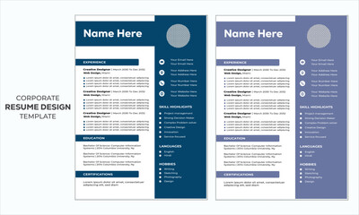 Creative modern minimal resume template design 