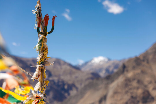 Buddhist Prayer Flags in Spiti Valley, Himachal Pradesh in India; Spiti Valley, Himachal Pradesh, India