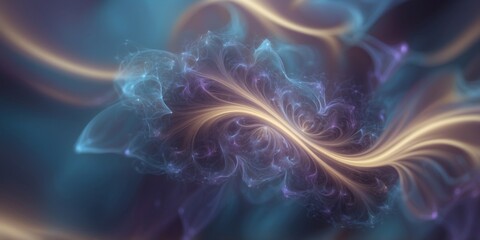 Abstract fractal swirl in shades of blue and purple.