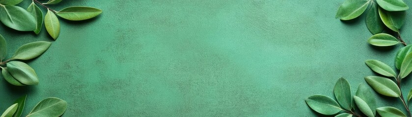 Fototapeta premium A serene green background adorned with lush leaves, perfect for nature-inspired designs and eco-friendly projects.