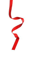 One red silk ribbon isolated on white