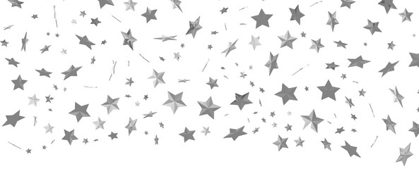 Silver stars confetti rain festive holiday background. background silver paper foil stars