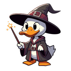 Obraz premium Duck wizard Cartoon Mascot. Illustration of duck cartoon