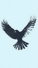 Obraz premium Grunge Style Black Bird Silhouette Flying Upwards