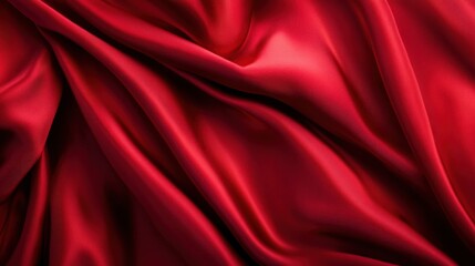 Fototapeta premium Luxurious red silk fabric draped gracefully, casting soft shadows on a plain background.
