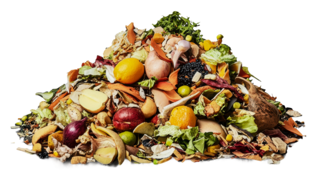 PNG Colorful compost pile made from kitchen scraps