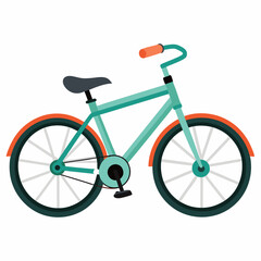 Fototapeta premium Teal Bicycle with Orange Fenders and Black Seat