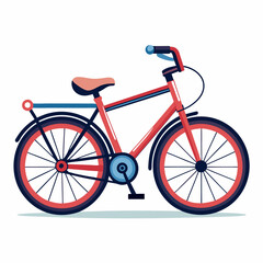 Obraz premium A Red Bicycle with Black Spokes and a Blue Seat