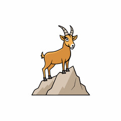 Majestic Goat on Rocky Mountain Peak color Vector Art Illustration