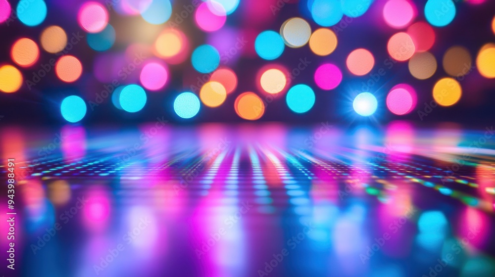 Poster vibrant abstract bokeh background with colorful lights creating a festive and cheerful atmosphere fo