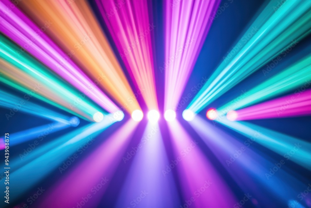 Poster vibrant beams of colored light radiate in all directions, creating a captivating and dynamic visual 