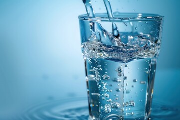 A glass of water with a few bubbles on the surface
